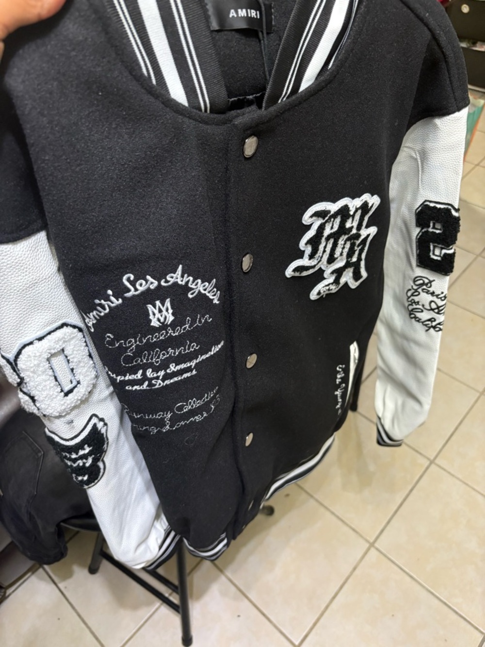 AMIRI Black and White Letterman Jacket